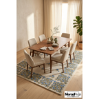 Hand Tufted Floral Rug, Blue Ivory Botanical Carpet, Modern Farmhouse Area Rug