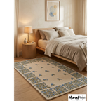 Hand Tufted Floral Rug, Blue Ivory Botanical Carpet, Modern Farmhouse Area Rug