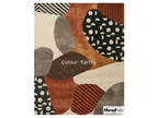 Geometric Rug, New Zealand Wool, Hand Tufted Modern Earthy Beige Rust Blue