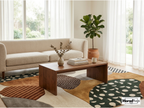 Geometric Rug, New Zealand Wool, Hand Tufted Modern Earthy Beige Rust Blue