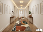 Geometric Rug, New Zealand Wool, Hand Tufted Modern Earthy Beige Rust Blue
