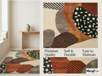 Geometric Rug, New Zealand Wool, Hand Tufted Modern Earthy Beige Rust Blue