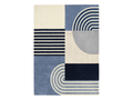 New Zealand Wool Geometric Rug | Blue Neutral Abstract Hand Tufted Carpet