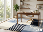 New Zealand Wool Geometric Rug | Blue Neutral Abstract Hand Tufted Carpet