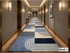 New Zealand Wool Geometric Rug | Blue Neutral Abstract Hand Tufted Carpet