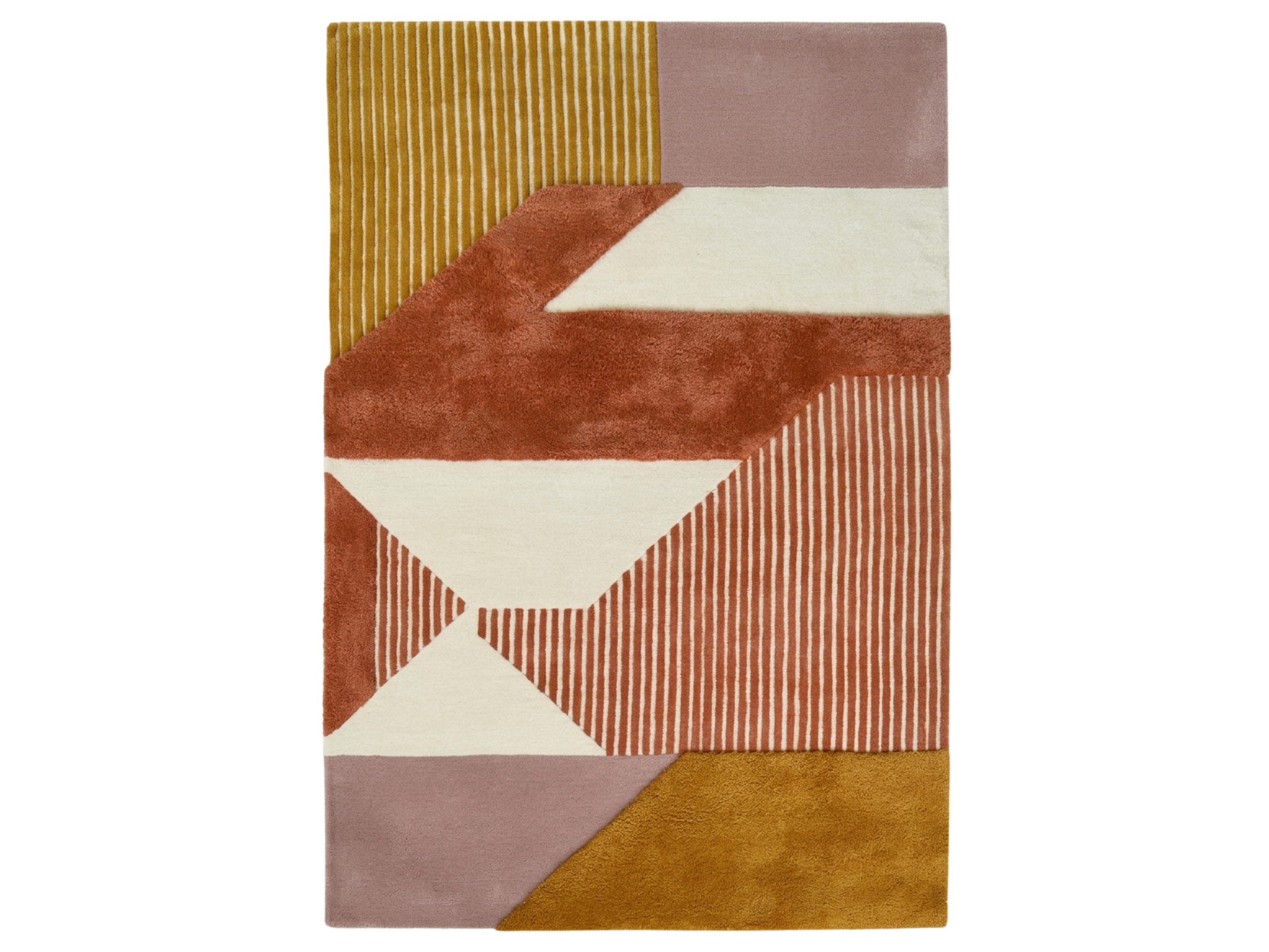 New Zealand Wool Geometric Rug | Rust Earth Tone Hand Tufted Carpet