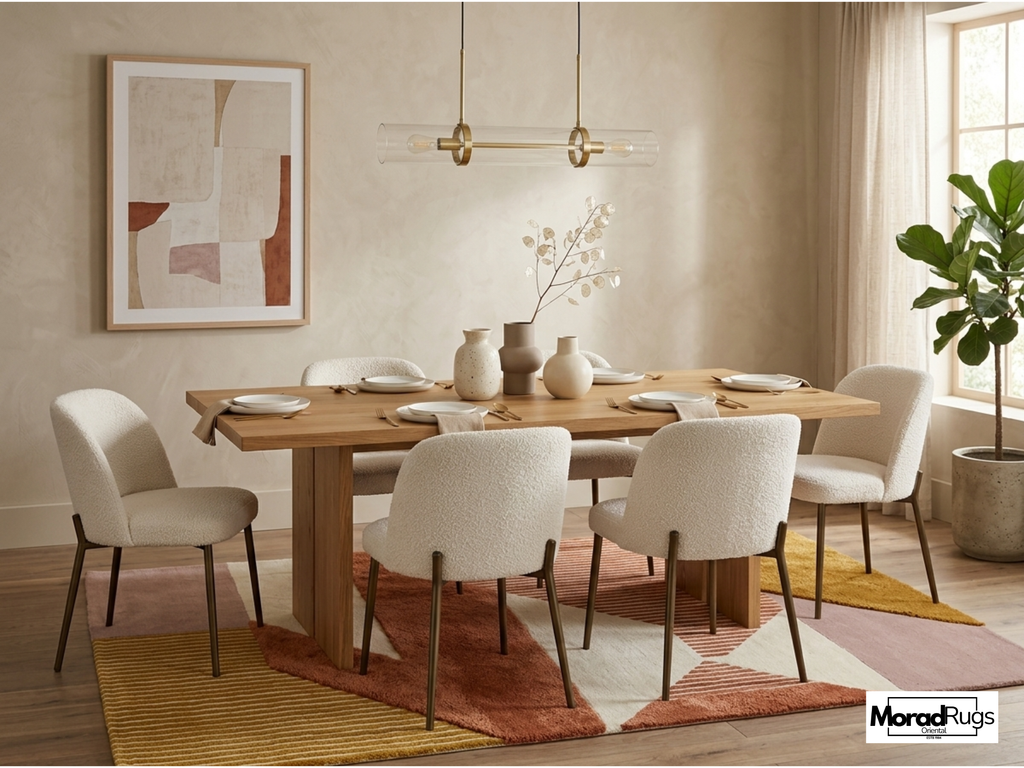 New Zealand Wool Geometric Rug | Rust Earth Tone Hand Tufted Carpet