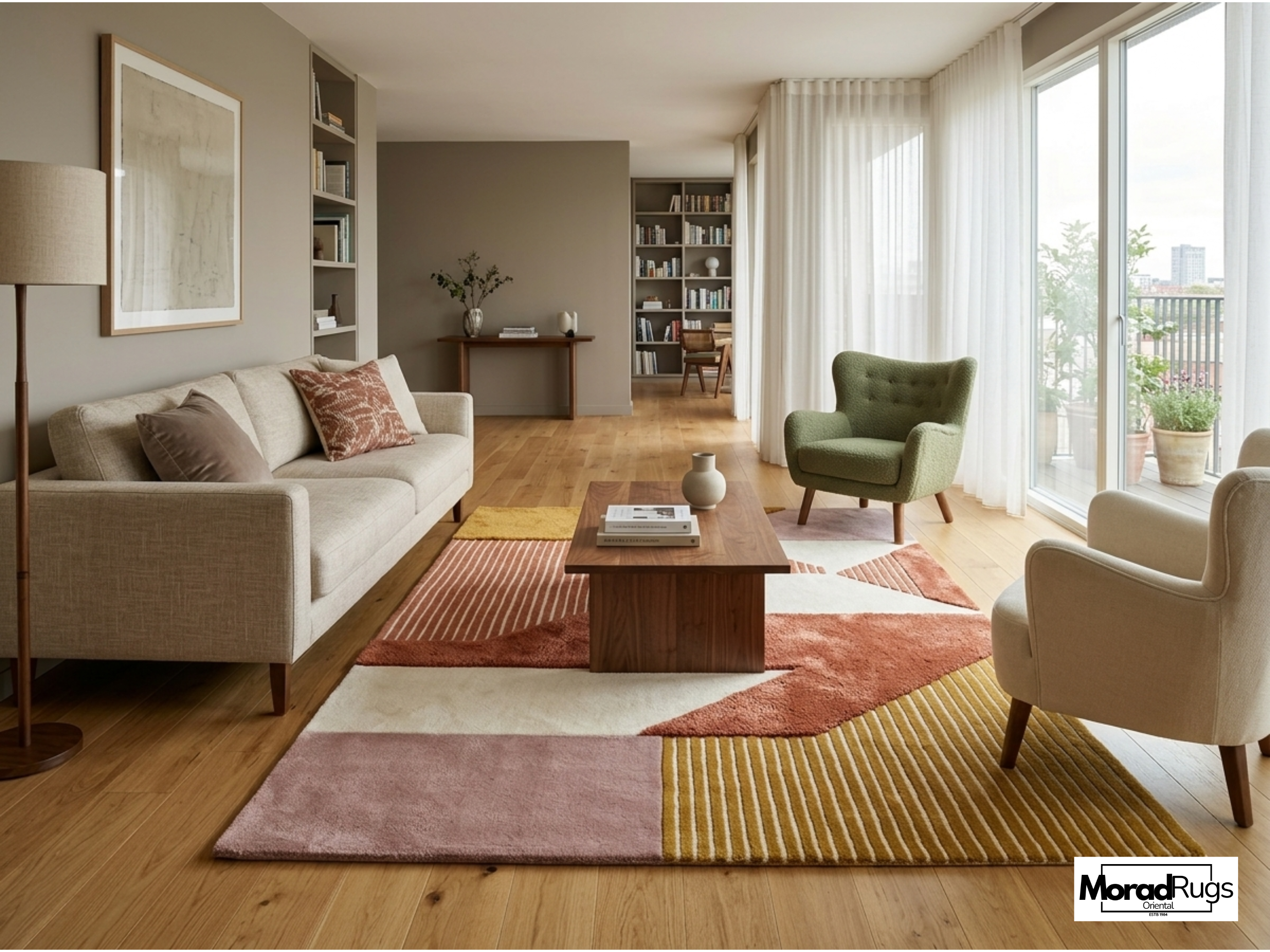 New Zealand Wool Geometric Rug | Rust Earth Tone Hand Tufted Carpet