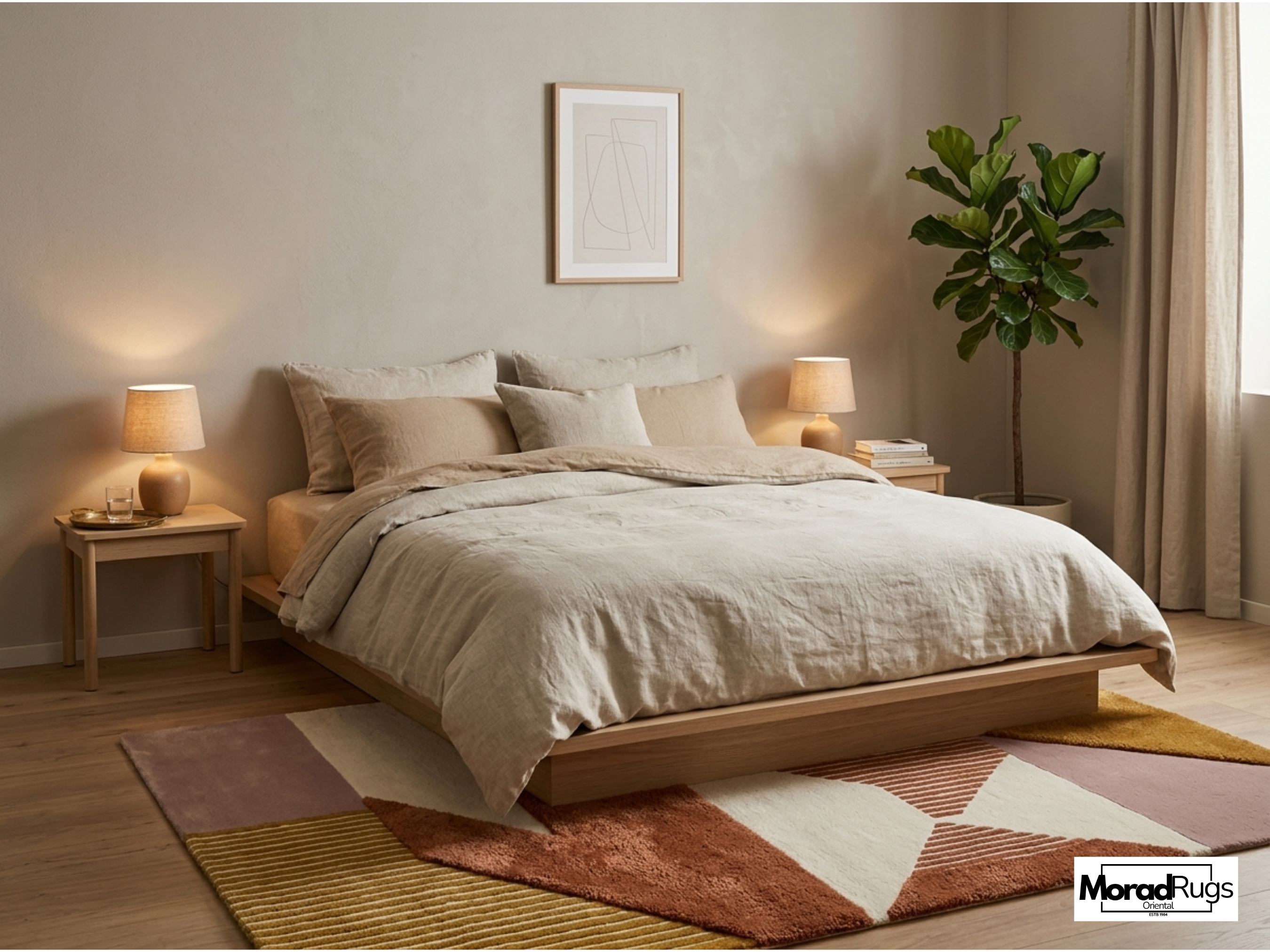 New Zealand Wool Geometric Rug | Rust Earth Tone Hand Tufted Carpet