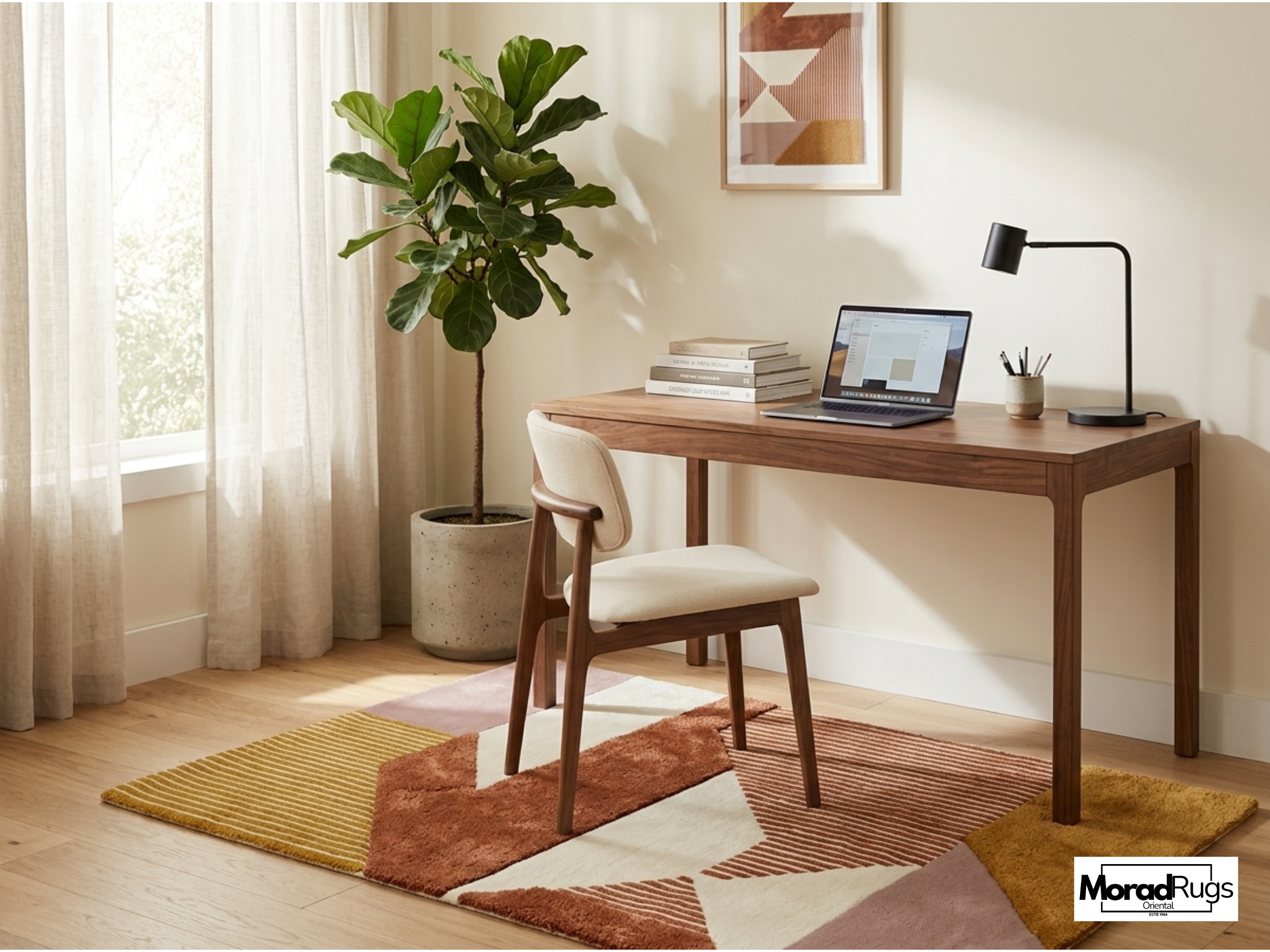 New Zealand Wool Geometric Rug | Rust Earth Tone Hand Tufted Carpet