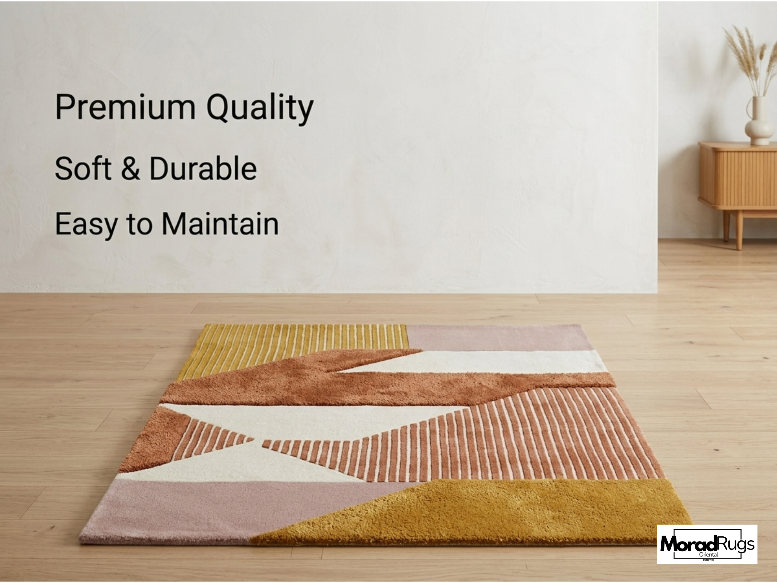 New Zealand Wool Geometric Rug | Rust Earth Tone Hand Tufted Carpet