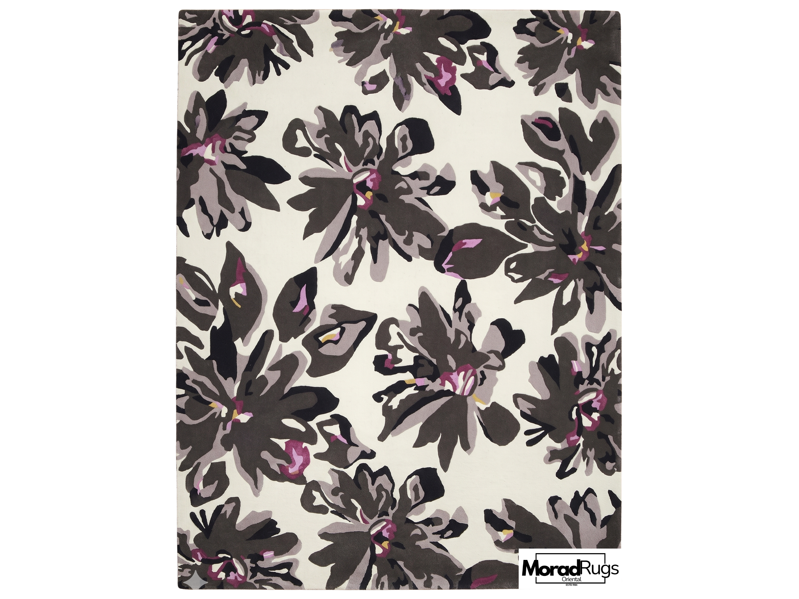 Midnight Bloom Floral Rug | Hand-Tufted New Zealand Wool Area Rug | Luxury Modern Botanical Carpet.