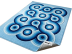 Hand-Tufted Blue Geometric Wool Rug – Abstract Circles, New Zealand Wool Carpet