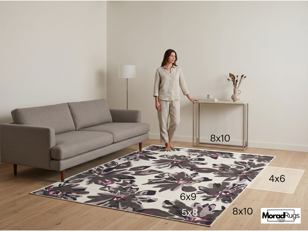 Midnight Bloom Floral Rug | Hand-Tufted New Zealand Wool Area Rug | Luxury Modern Botanical Carpet.