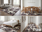 Midnight Bloom Floral Rug | Hand-Tufted New Zealand Wool Area Rug | Luxury Modern Botanical Carpet.
