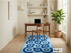 Hand-Tufted Blue Geometric Wool Rug – Abstract Circles, New Zealand Wool Carpet