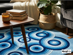 Hand-Tufted Blue Geometric Wool Rug – Abstract Circles, New Zealand Wool Carpet
