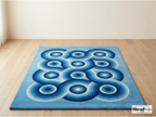 Hand-Tufted Blue Geometric Wool Rug – Abstract Circles, New Zealand Wool Carpet