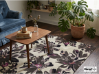 Midnight Bloom Floral Rug | Hand-Tufted New Zealand Wool Area Rug | Luxury Modern Botanical Carpet.