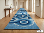 Hand-Tufted Blue Geometric Wool Rug – Abstract Circles, New Zealand Wool Carpet