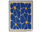Blue Floral Hand-Tufted Wool Rug – New Zealand Daisy Carpet, Boho Scandinavian Decor