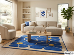 Blue Floral Hand-Tufted Wool Rug – New Zealand Daisy Carpet, Boho Scandinavian Decor