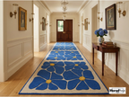 Blue Floral Hand-Tufted Wool Rug – New Zealand Daisy Carpet, Boho Scandinavian Decor