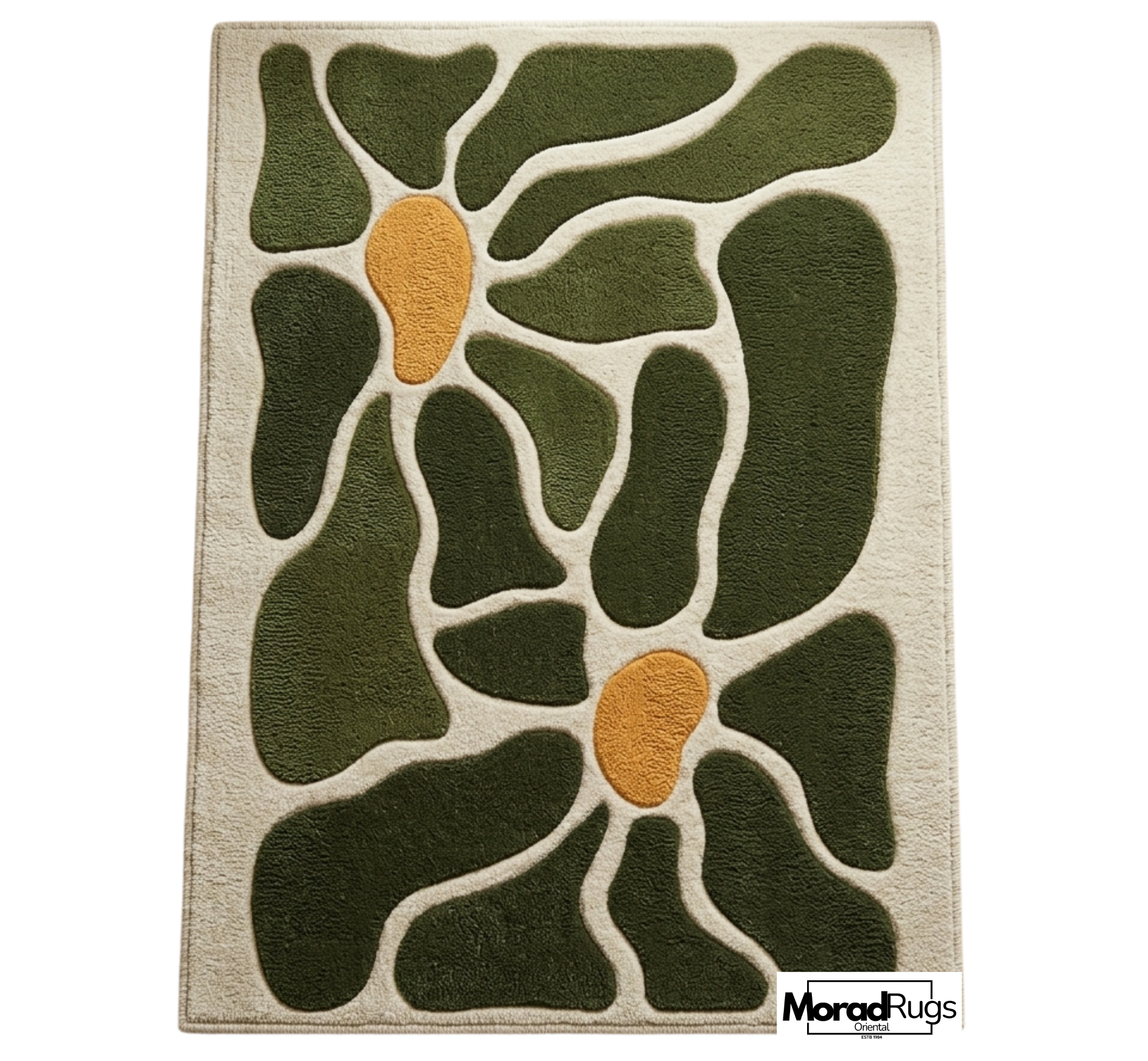 Hand Tufted New Zealand Wool Rug – Modern Abstract Green Floral Carpet