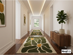 Hand Tufted New Zealand Wool Rug – Modern Abstract Green Floral Carpet