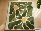 Hand Tufted New Zealand Wool Rug – Modern Abstract Green Floral Carpet