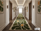 Hand Tufted New Zealand Wool Rug – Modern Abstract Green Floral Carpet