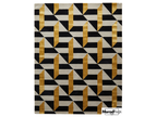 Hand Tufted Geometric Wool & Viscose Silk Rug – Black Gold Art Deco Carpet