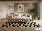 Hand Tufted Geometric Wool & Viscose Silk Rug – Black Gold Art Deco Carpet