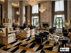 Hand Tufted Geometric Wool & Viscose Silk Rug – Black Gold Art Deco Carpet