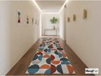 Mid Century Modern Geometric Wool Rug – Hand Tufted Abstract Retro Carpet