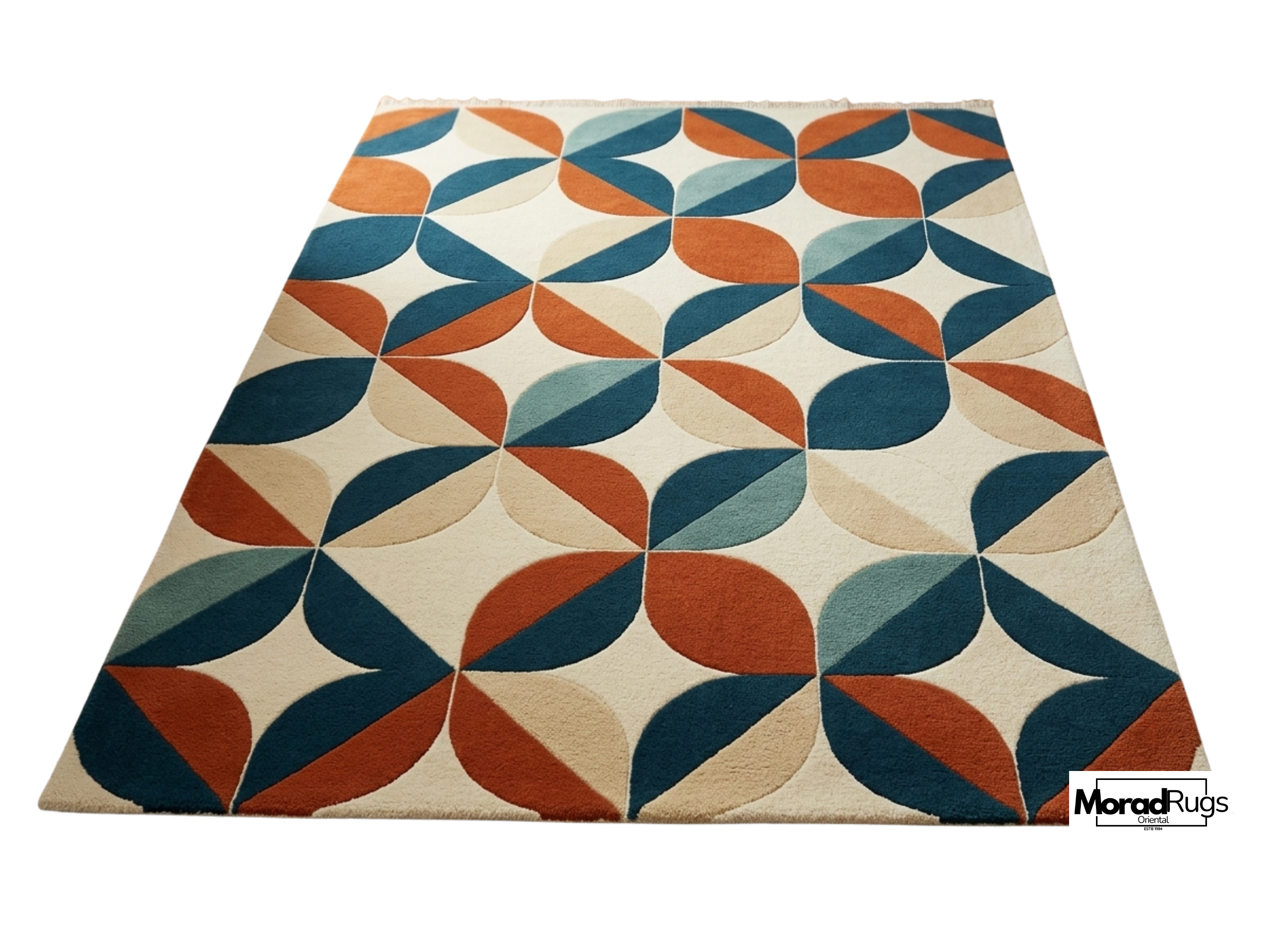 Hand Tufted Geometric Wool Rug, Mid Century Modern Scandinavian Carpet