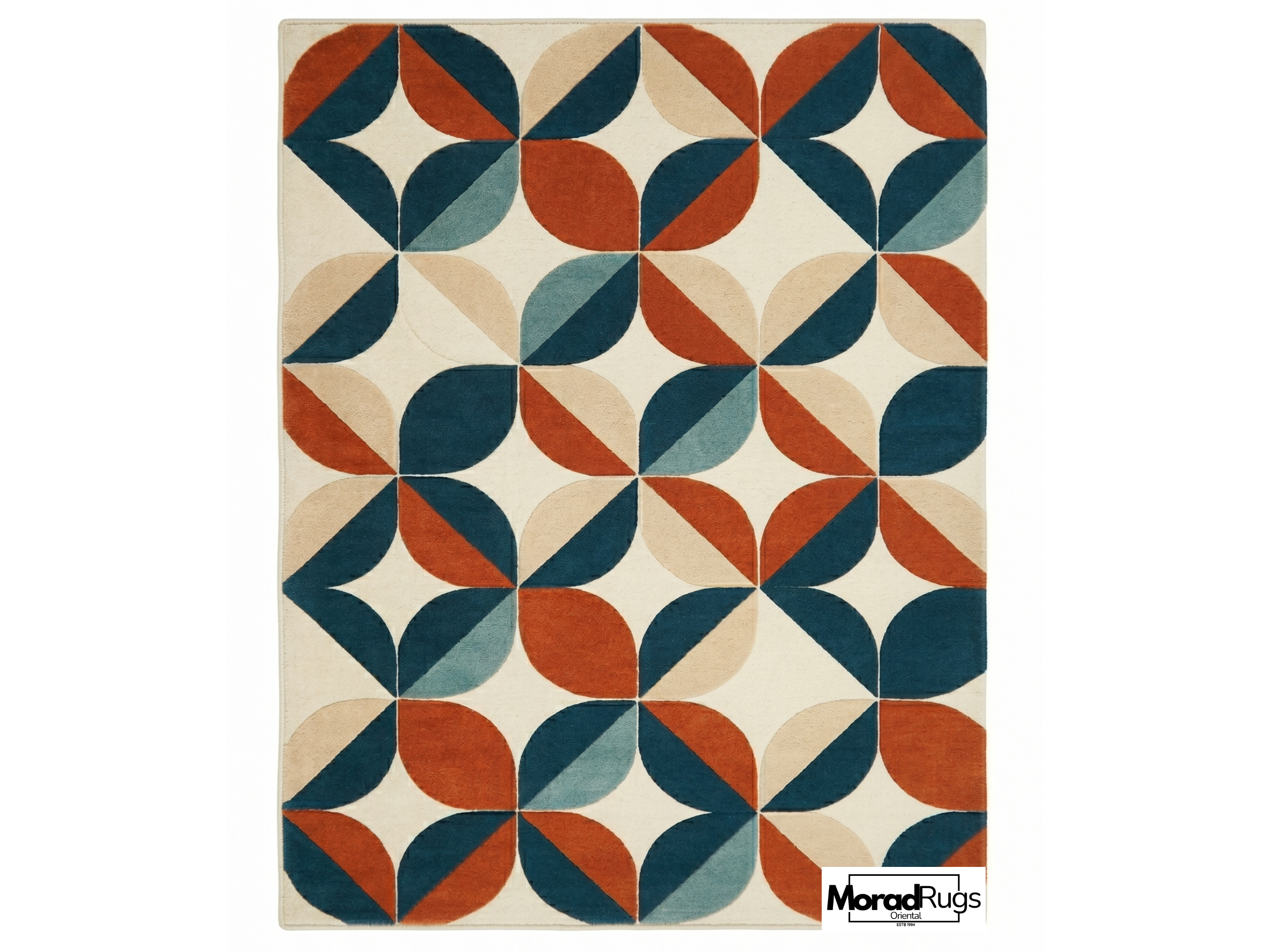 Hand Tufted Geometric Wool Rug, Mid Century Modern Scandinavian Carpet
