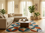 Hand Tufted Geometric Wool Rug, Mid Century Modern Scandinavian Carpet