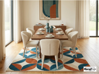 Hand Tufted Geometric Wool Rug, Mid Century Modern Scandinavian Carpet