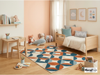Hand Tufted Geometric Wool Rug, Mid Century Modern Scandinavian Carpet