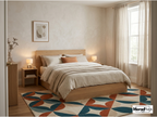 Hand Tufted Geometric Wool Rug, Mid Century Modern Scandinavian Carpet