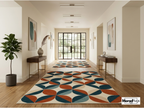 Hand Tufted Geometric Wool Rug, Mid Century Modern Scandinavian Carpet
