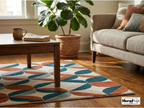Hand Tufted Geometric Wool Rug, Mid Century Modern Scandinavian Carpet