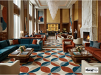 Hand Tufted Geometric Wool Rug, Mid Century Modern Scandinavian Carpet