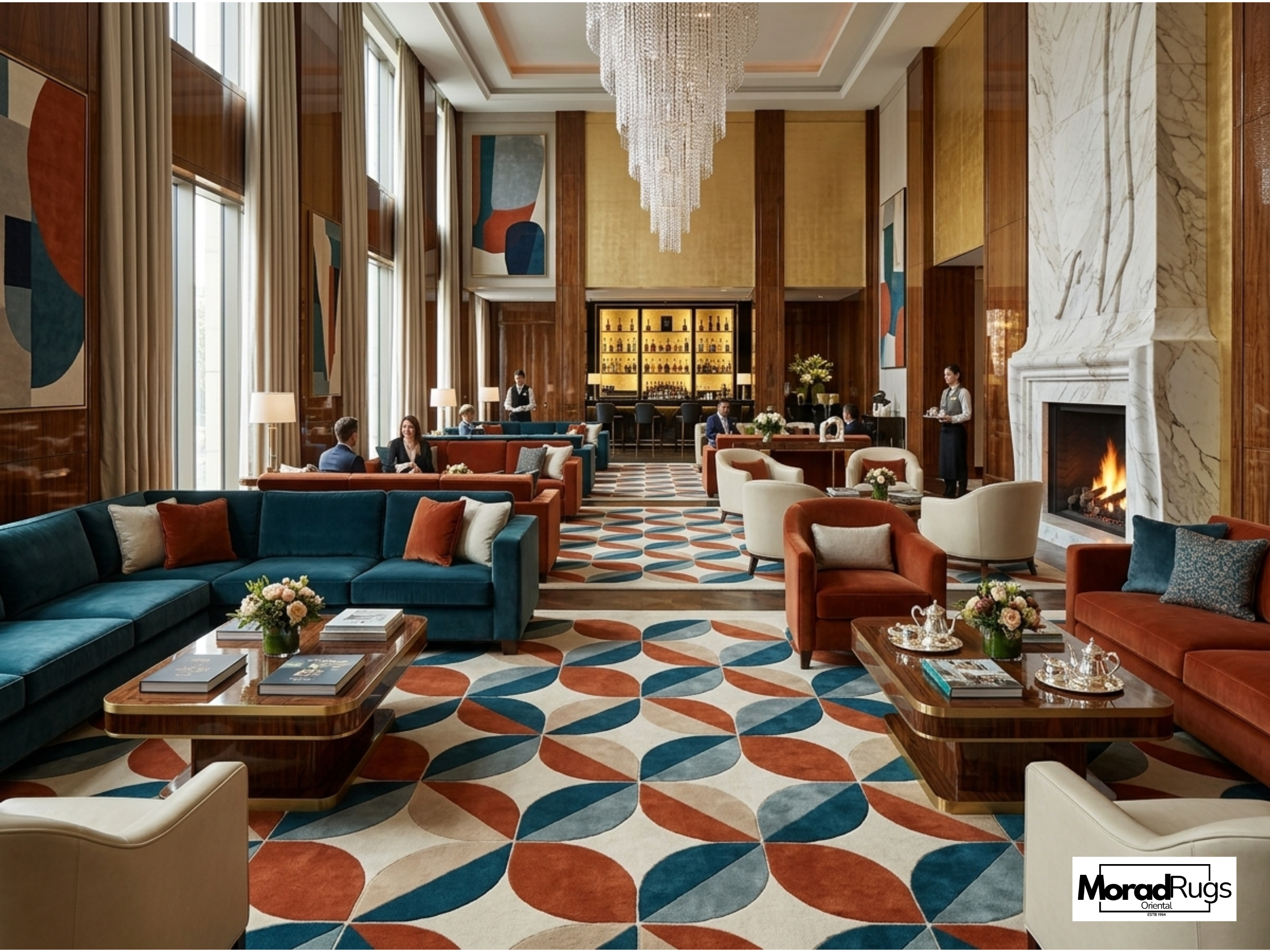 Hand Tufted Geometric Wool Rug, Mid Century Modern Scandinavian Carpet
