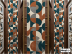 Hand Tufted Geometric Wool Rug, Mid Century Modern Scandinavian Carpet