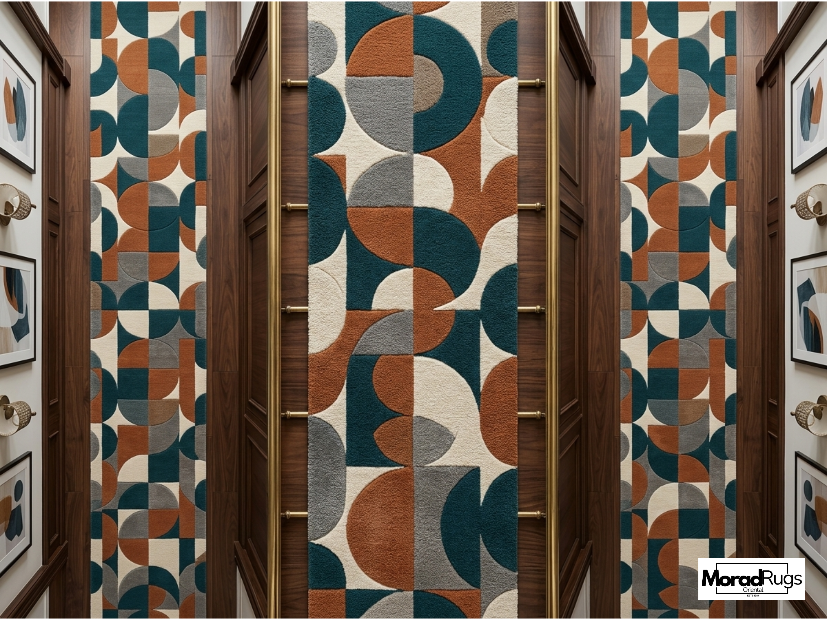 Hand Tufted Geometric Wool Rug, Mid Century Modern Scandinavian Carpet