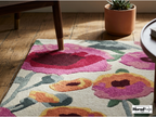 Hand-Tufted New Zealand Wool Rug – Colourful Floral Poppies Area Carpet