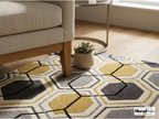 Modern Hexagon Geometric Rug – New Zealand Wool Carpet | Luxury Grey, Gold & Ivory Designer Rug