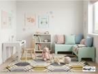 Modern Hexagon Geometric Rug – New Zealand Wool Carpet | Luxury Grey, Gold & Ivory Designer Rug